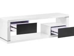 Tv-Mobel Weis / Schwarz Mit 2 Schubladen 140 X 39 X 43 Cm Spokan