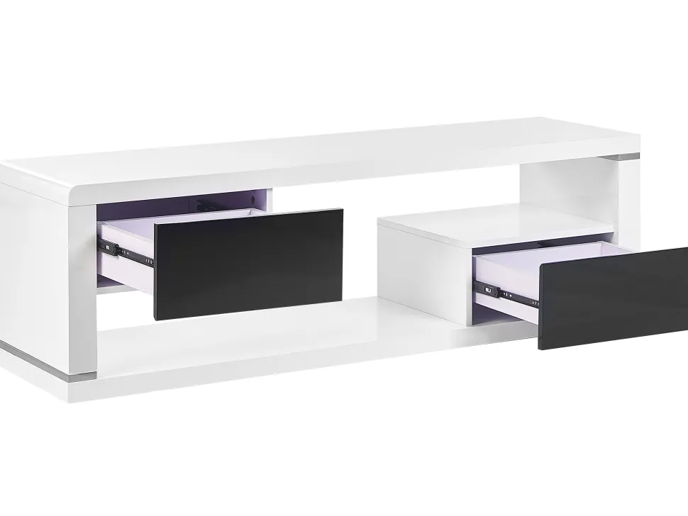 Tv-Mobel Weis / Schwarz Mit 2 Schubladen 140 X 39 X 43 Cm Spokan