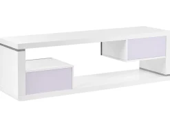 Tv-Mobel Weis / Schwarz Mit 2 Schubladen 140 X 39 X 43 Cm Spokan