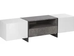 Tv-Mobel Weis Betonoptik Mit Led-Beleuchtung 162 X 39 X 43 Cm Russel