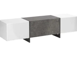 Tv-Mobel Weis Betonoptik Mit Led-Beleuchtung 162 X 39 X 43 Cm Russel