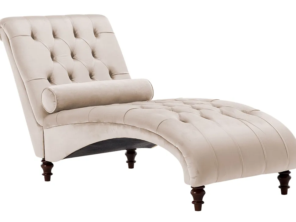 Velvet Chaise Lounge Beige Muret