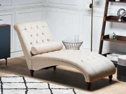 Velvet Chaise Lounge Beige Muret
