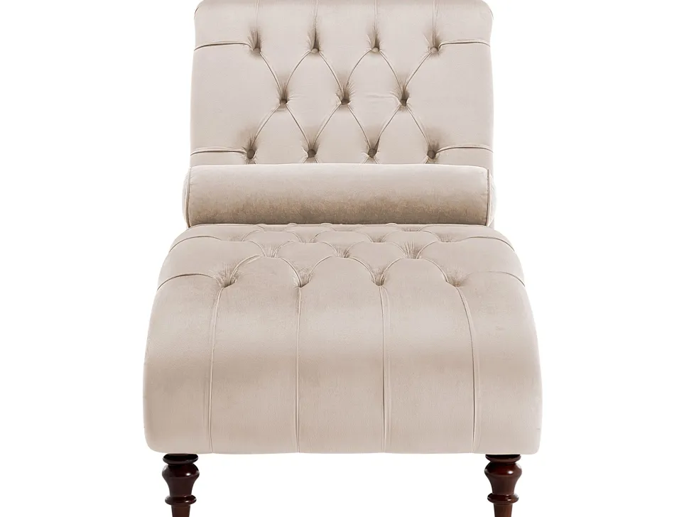 Velvet Chaise Lounge Beige Muret