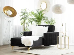 Velvet Chaise Lounge Black Aberdeen