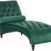 Velvet Chaise Lounge Dark Green Muret