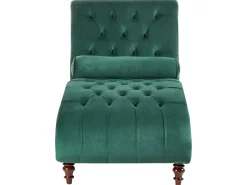 Velvet Chaise Lounge Dark Green Muret