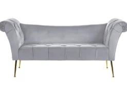 Velvet Chaise Lounge Grey Nantilly