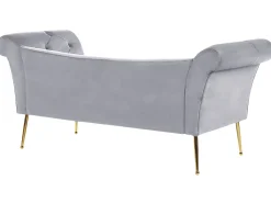 Velvet Chaise Lounge Grey Nantilly
