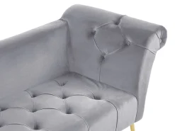 Velvet Chaise Lounge Grey Nantilly