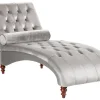 Velvet Chaise Lounge Light Grey Muret