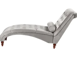 Velvet Chaise Lounge Light Grey Muret