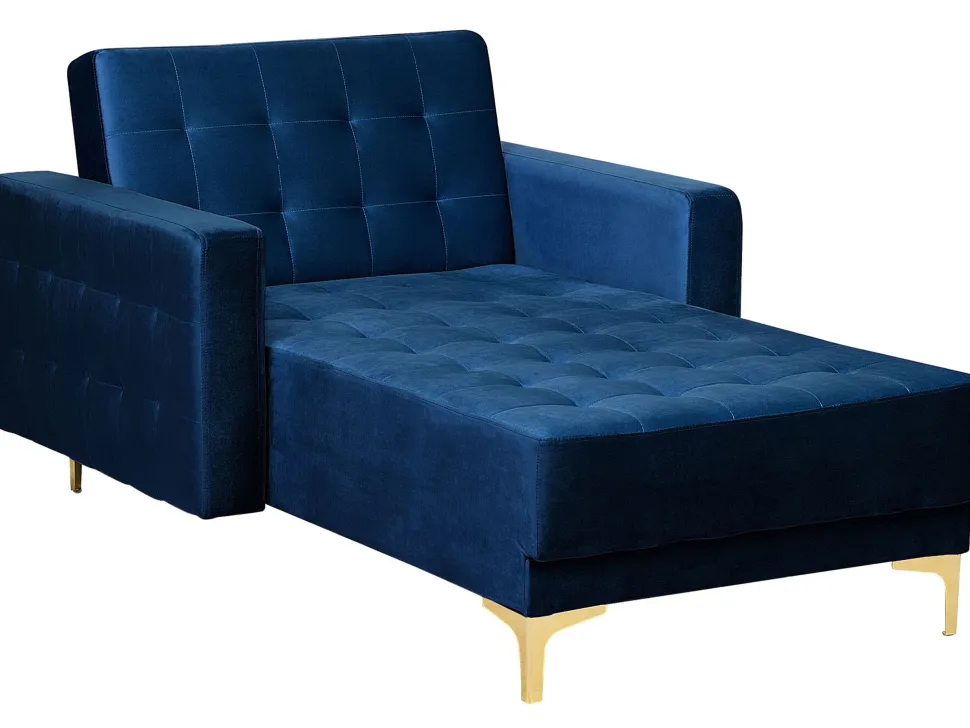 Velvet Chaise Lounge Navy Blue Aberdeen