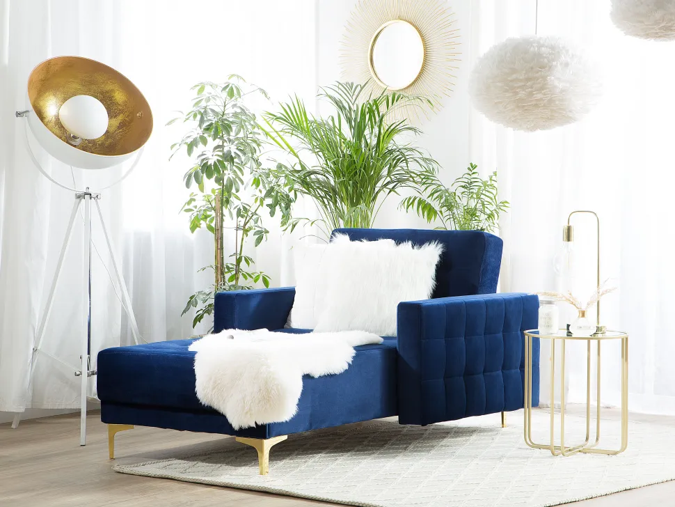 Velvet Chaise Lounge Navy Blue Aberdeen