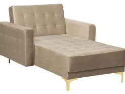 Velvet Chaise Lounge Sand Beige Aberdeen