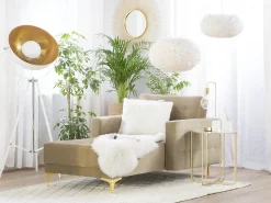 Velvet Chaise Lounge Sand Beige Aberdeen