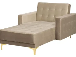 Velvet Chaise Lounge Sand Beige Aberdeen
