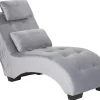 Velvet Chaise Lounge With Bluetooth Speaker Usb Port Grey Simorre