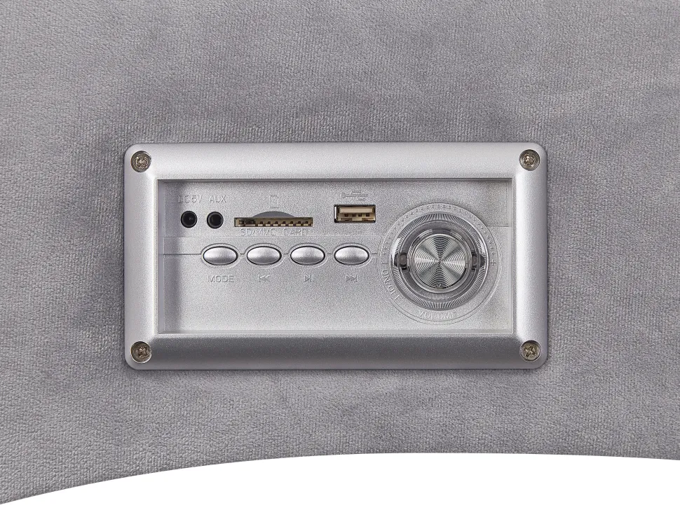 Velvet Chaise Lounge With Bluetooth Speaker Usb Port Grey Simorre