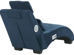Velvet Chaise Lounge With Bluetooth Speaker Usb Port Blue Simorre