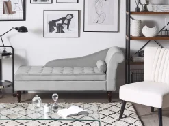 Velvet Chaise Lounge With Storage Light Grey Pessac