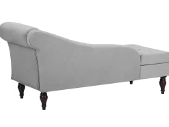 Velvet Chaise Lounge With Storage Light Grey Pessac