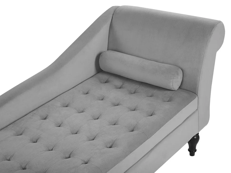 Velvet Chaise Lounge With Storage Light Grey Pessac