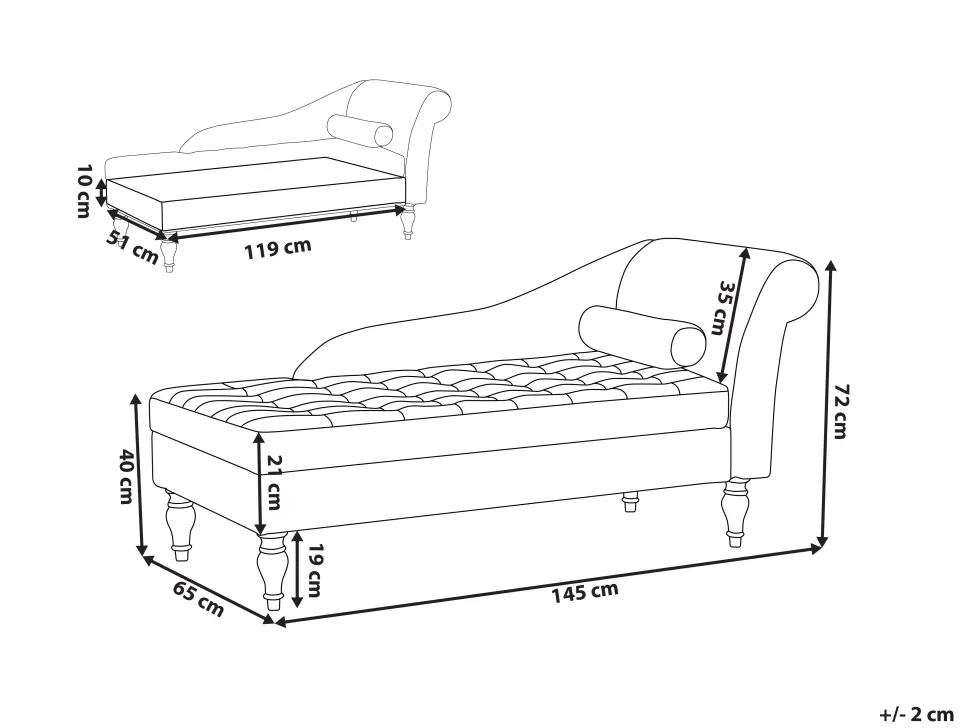Velvet Chaise Lounge With Storage Light Grey Pessac