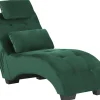 Velvet Chaise Lounge With Bluetooth Speaker Usb Port Green Simorre