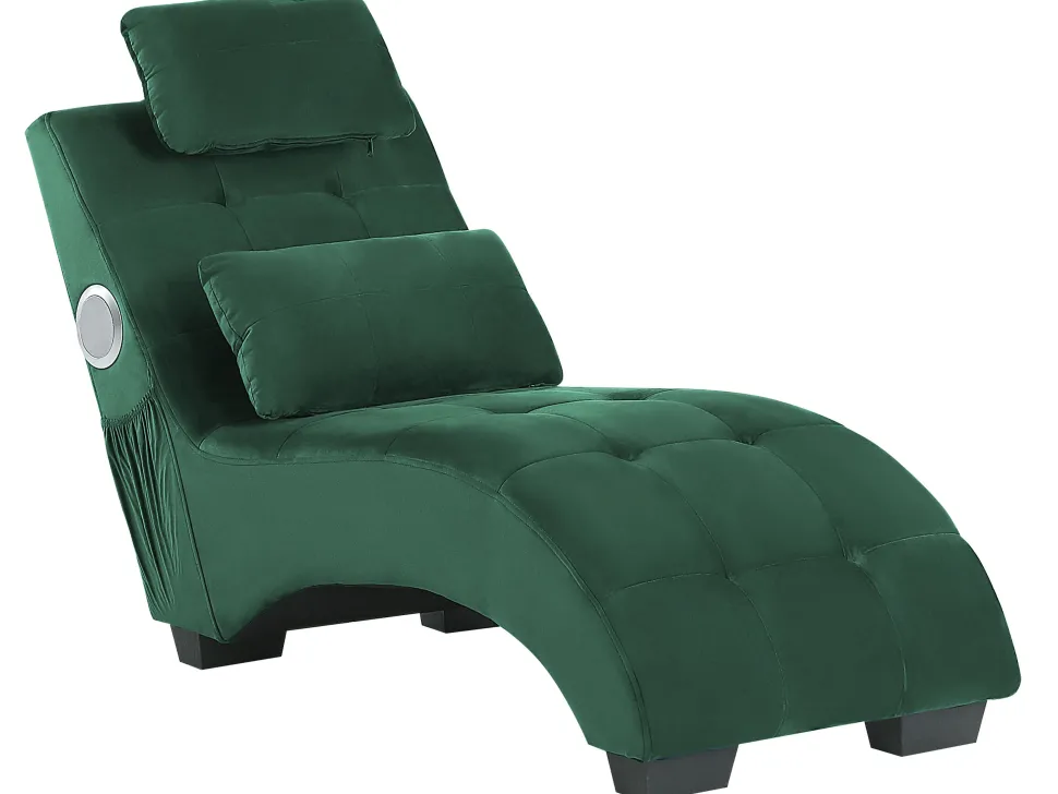 Velvet Chaise Lounge With Bluetooth Speaker Usb Port Green Simorre
