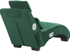 Velvet Chaise Lounge With Bluetooth Speaker Usb Port Green Simorre