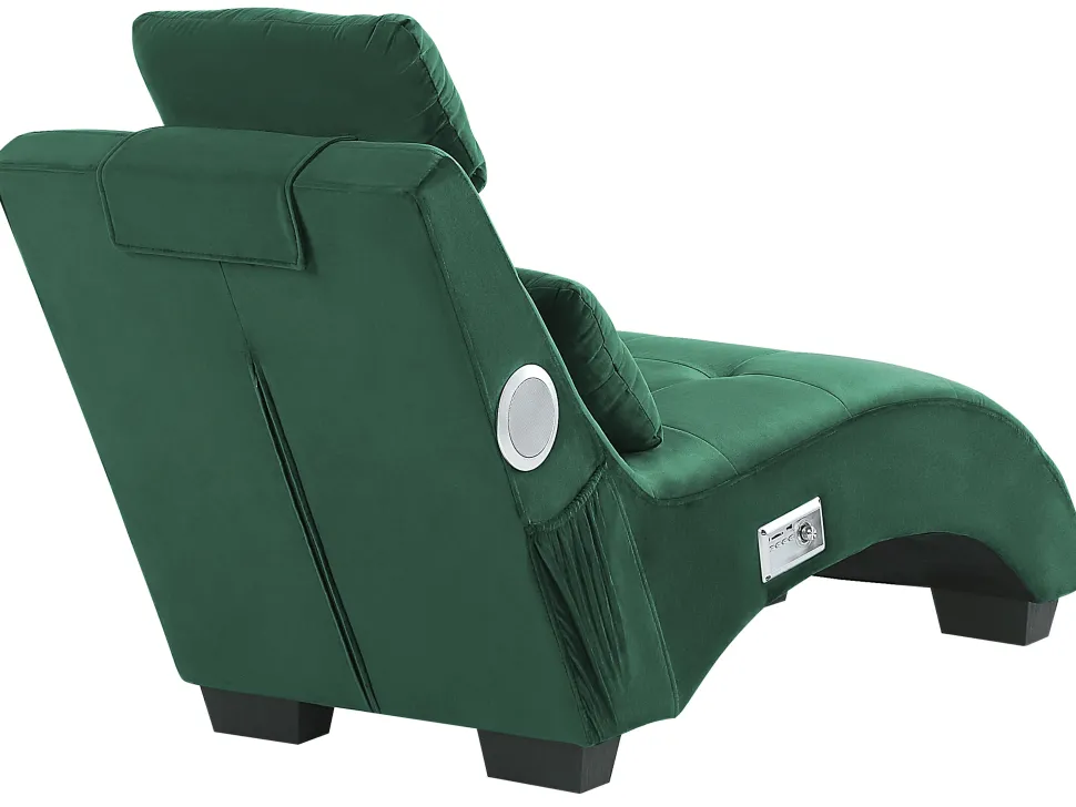 Velvet Chaise Lounge With Bluetooth Speaker Usb Port Green Simorre