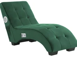 Velvet Chaise Lounge With Bluetooth Speaker Usb Port Green Simorre