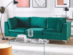 Velvet Corner Section Green Evja