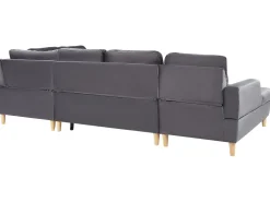 Velvet Corner Sofa Bed With Storage Grey Lerum