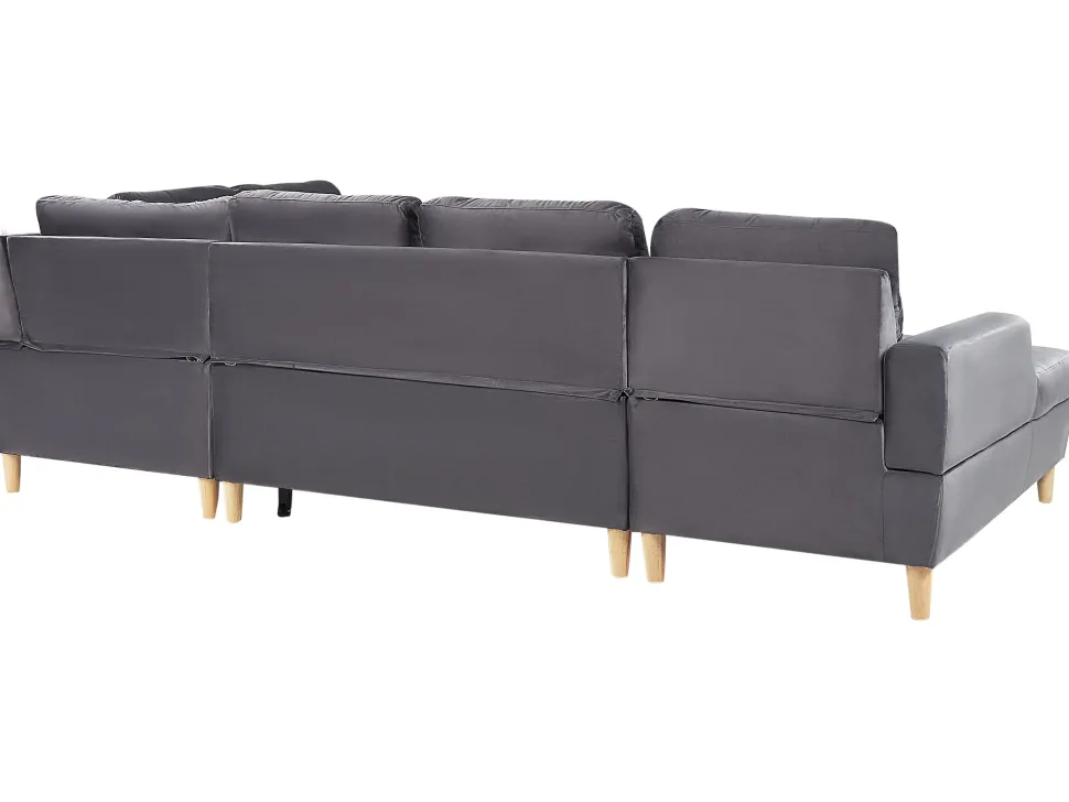 Velvet Corner Sofa Bed With Storage Grey Lerum