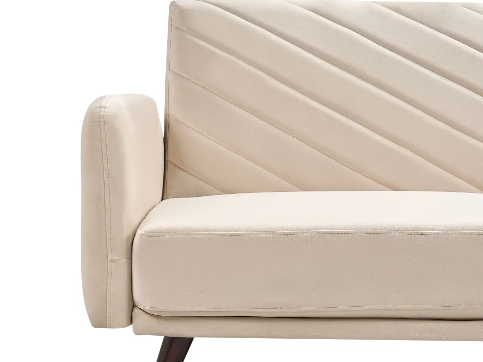 Velvet Fabric Sofa Bed Beige Senja