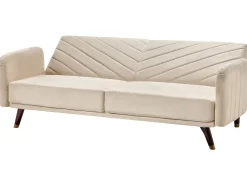 Velvet Fabric Sofa Bed Beige Senja