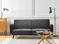 Velvet Fabric Sofa Bed Black Senja