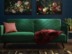 Velvet Fabric Sofa Bed Green Senja