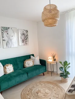 Velvet Fabric Sofa Bed Green Senja