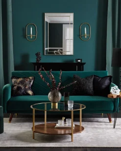 Velvet Fabric Sofa Bed Green Senja