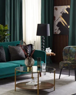 Velvet Fabric Sofa Bed Green Senja