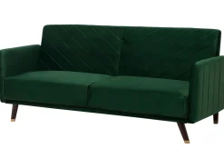 Velvet Fabric Sofa Bed Green Senja