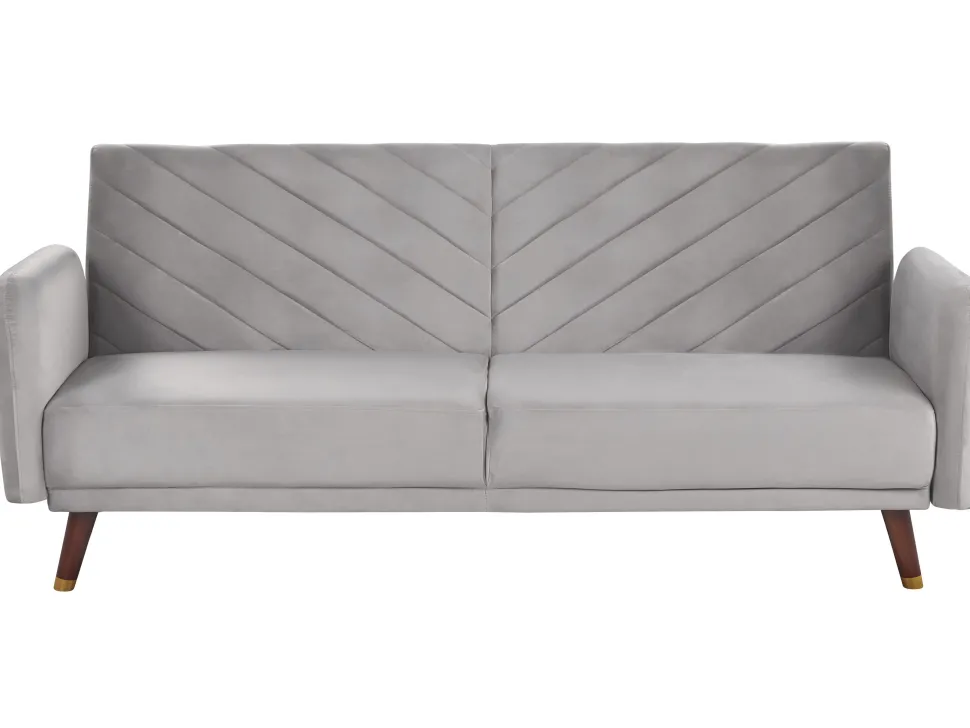 Velvet Fabric Sofa Bed Light Grey Senja