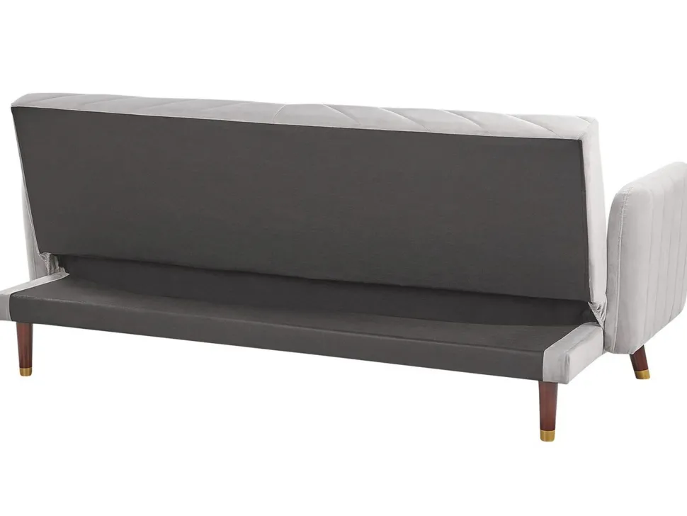 Velvet Fabric Sofa Bed Light Grey Senja