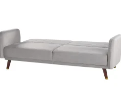 Velvet Fabric Sofa Bed Light Grey Senja