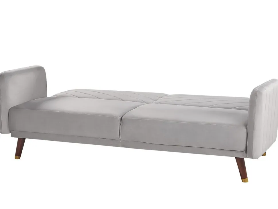 Velvet Fabric Sofa Bed Light Grey Senja