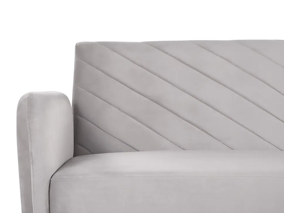 Velvet Fabric Sofa Bed Light Grey Senja