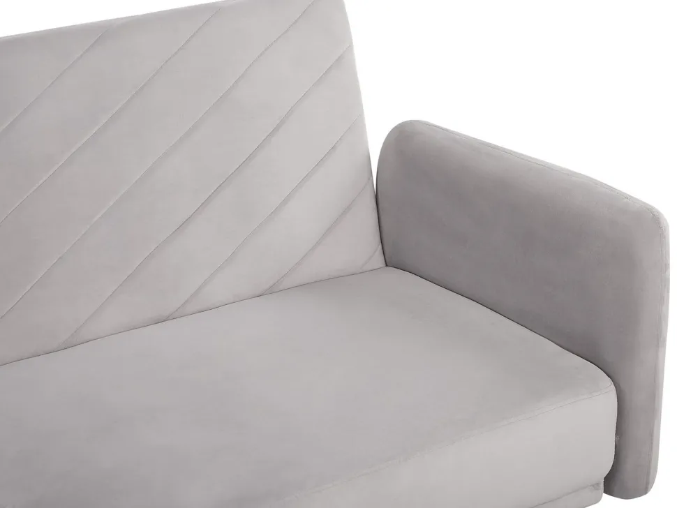 Velvet Fabric Sofa Bed Light Grey Senja